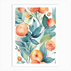 Watercolor Oranges Seamless Pattern Art Print