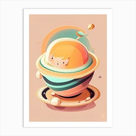 Saturn Kawaii Kids Space Art Print