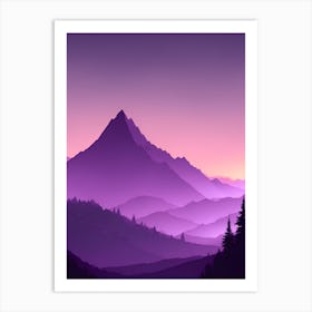 Misty Mountains Vertical Composition In Purple Tone 9 Art Print