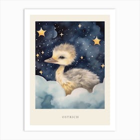 Baby Ostrich 1 Sleeping In The Clouds Nursery Poster Art Print