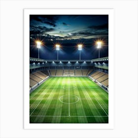 Soccer Stadium At Night Art Print