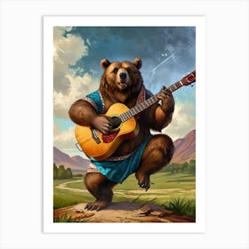 Bear Playing Guitar 2 Art Print