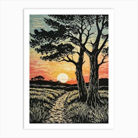 Sunset With Trees Art Print