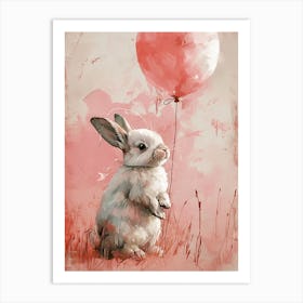 Cute Rabbit 6 With Balloon Art Print