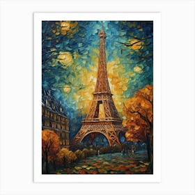 Eiffel Tower Paris France Vincent Van Gogh Style 5 Art Print