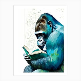 Gorilla Reading Book Gorillas Mosaic Watercolour 1 Art Print