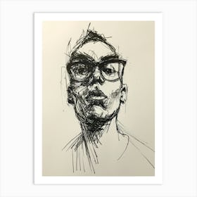 Portrait Of A Man With Glasses 4 Art Print