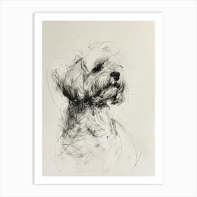 Bichon Frise Dog Charcoal Line 3 Art Print