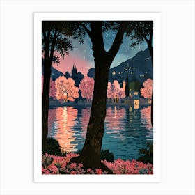 Night By The Lake Art Print