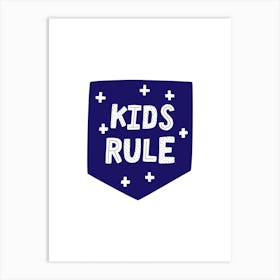 Kids Rule Navy Super Scandi Art Print