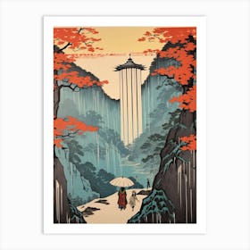 Nachi Falls, Japan Vintage Travel Art 4 Art Print