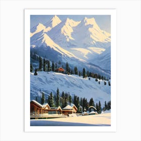 Mount Hutt, New Zealand Ski Resort Vintage Landscape 4 Skiing Poster Art Print