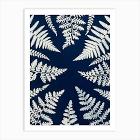 Blue cyanotype Ferns Art Print