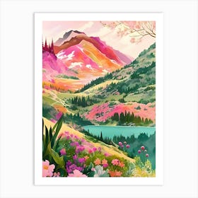 Of Mountains And Flowers Art Print