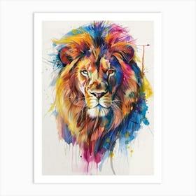 Lion Colourful Watercolour 2 Art Print