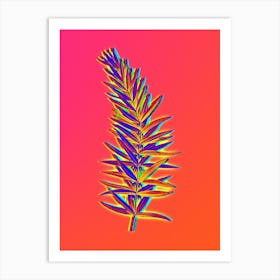 Neon Whorled Solomon's Seal Botanical in Hot Pink and Electric Blue Art Print
