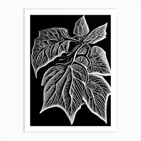 Strawberry Leaf Linocut 2 Art Print