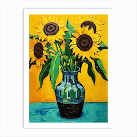 Flowers In A Vase Still Life Painting Black Eyed Susan 1 Art Print