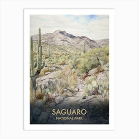 Saguaro National Park Watercolour Vintage Travel Poster 4 Art Print