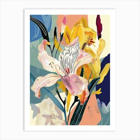 Colourful Flower Illustration Freesia 3 Art Print