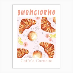 Croissant and Coffee Art Print