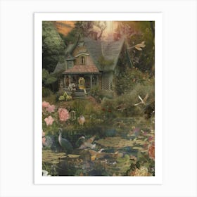 Fairy Village Collage Pond Monet Scrapbook 2 Art Print