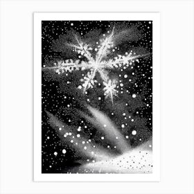 Diamond Dust, Snowflakes, Black & White 1 Art Print