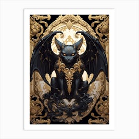  Gargoyle Tarot Card Black & Gold 3 Art Print