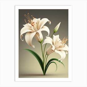 White Lily Flowers Art Print