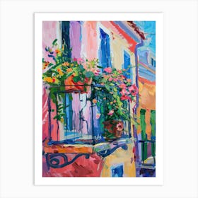 Balcony Painting In Athens 2 Art Print