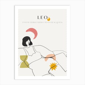 Leo Zodiac Sign One Line Art Print