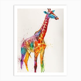 Rainbow Giraffe Watercolour 2 Art Print