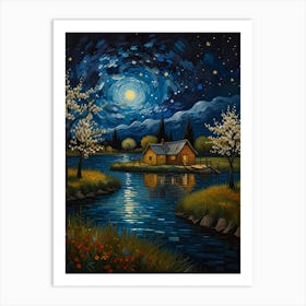 Night By The Lake 14 Art Print