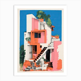 A House In Athens, Abstract Risograph Style 1 Art Print