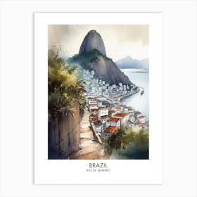 Rio De Janeiro, Brazil 7 Watercolor Travel Poster Art Print