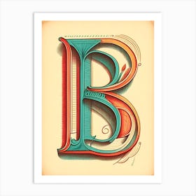 B, Letter, Alphabet Vintage Sketch 3 Art Print