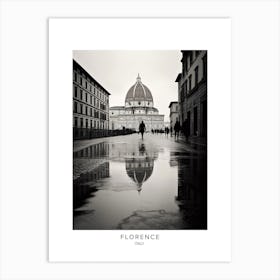Poster Of Florence, Italy, Black And White Analogue Photography 1 Art Print