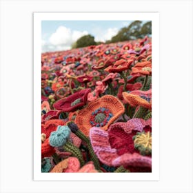 Red Poppies Knitted In Crochet 1 Art Print