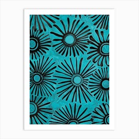 Black And Turquoise Daisy Art Print