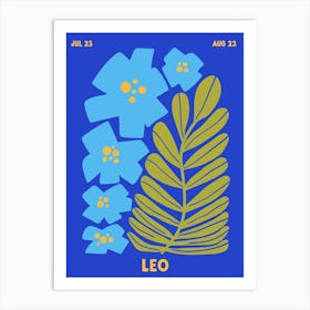 Leo Print Zodiac Poster Astrology Wall Decor Flower Market Botanical Art Print