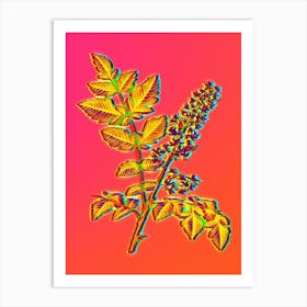 Neon Golden Rain Tree Botanical in Hot Pink and Electric Blue n.0532 Art Print