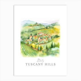 Italy Tuscany Hills Storybook 8 Travel Poster Watercolour Art Print