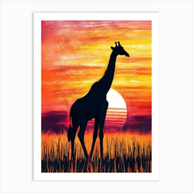 Sunset Giraffe Art Print