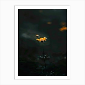 Yellow Flower In The Dark 3 Art Print