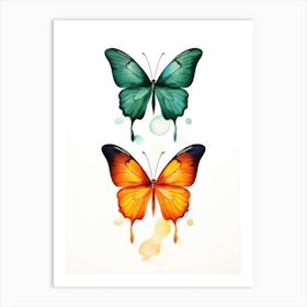 Watercolor Butterflies Isolated On White Background 1 Art Print