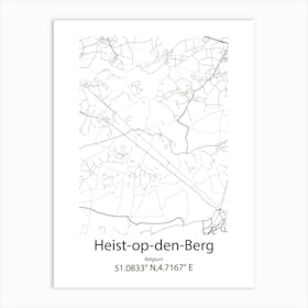 Heist Op Den Berg,Belgium Minimalist Map Art Print