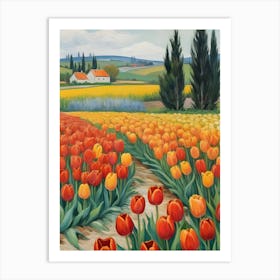 Tulips In The Field Art Print