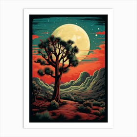  Retro Illustration Of A Joshua Tree At Night In Grand 4 Art Print