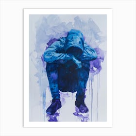 Blue Hooded Man Art Print