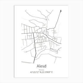 Alesd,Romania Minimalist Map Poster